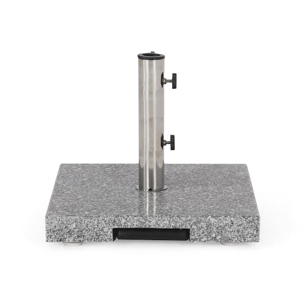 Noble House Emanuel 62.5 lbs. Granite and Stainless Steel Patio Umbrella Base in Natural Grey