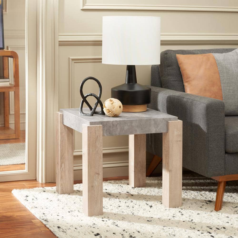 Coromio 21.1 in. Light Gray Square Concrete End Table - thumbnail 7