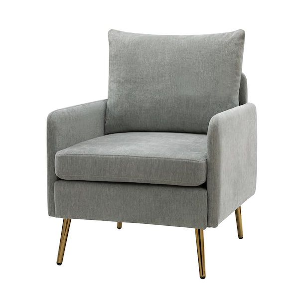 JAYDEN CREATION Magnesia Sage Armchair with Metal Legs and Removable Cushion