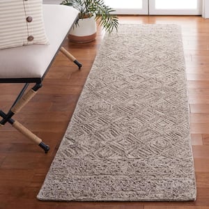 Textual Brown 2 ft. x 9 ft. Abstract Border Runner Rug
