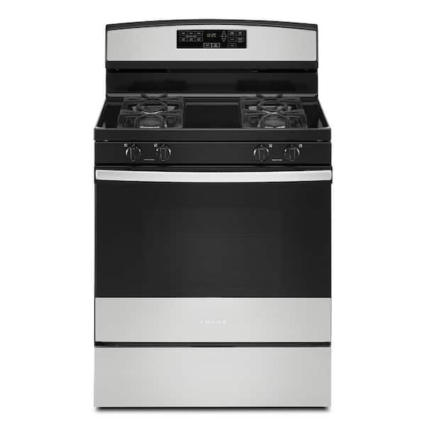 Amana 5 cu. ft. 30 in. 4-Burner Freestanding Gas Range with Self-Clean Option in Stainless Steel