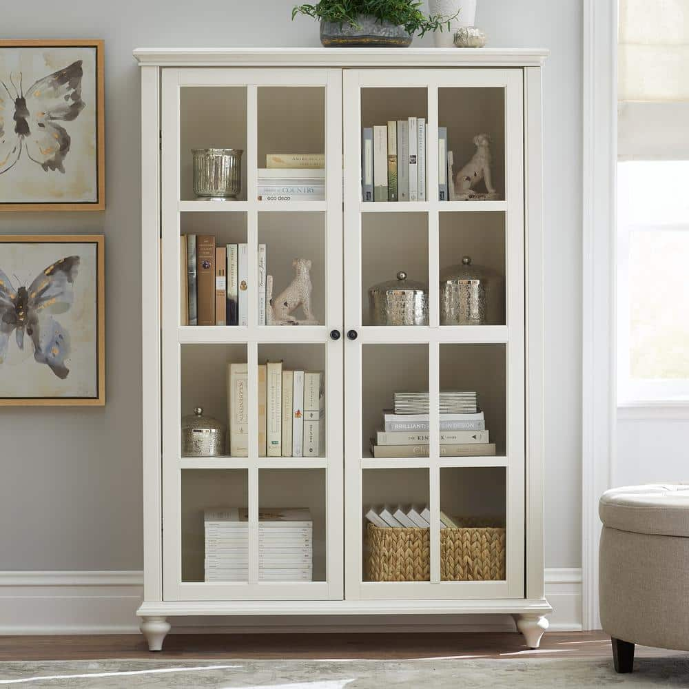 Home Decorators Collection Hamilton Off-White 60 in. 4-Shelf Bookshelf ...