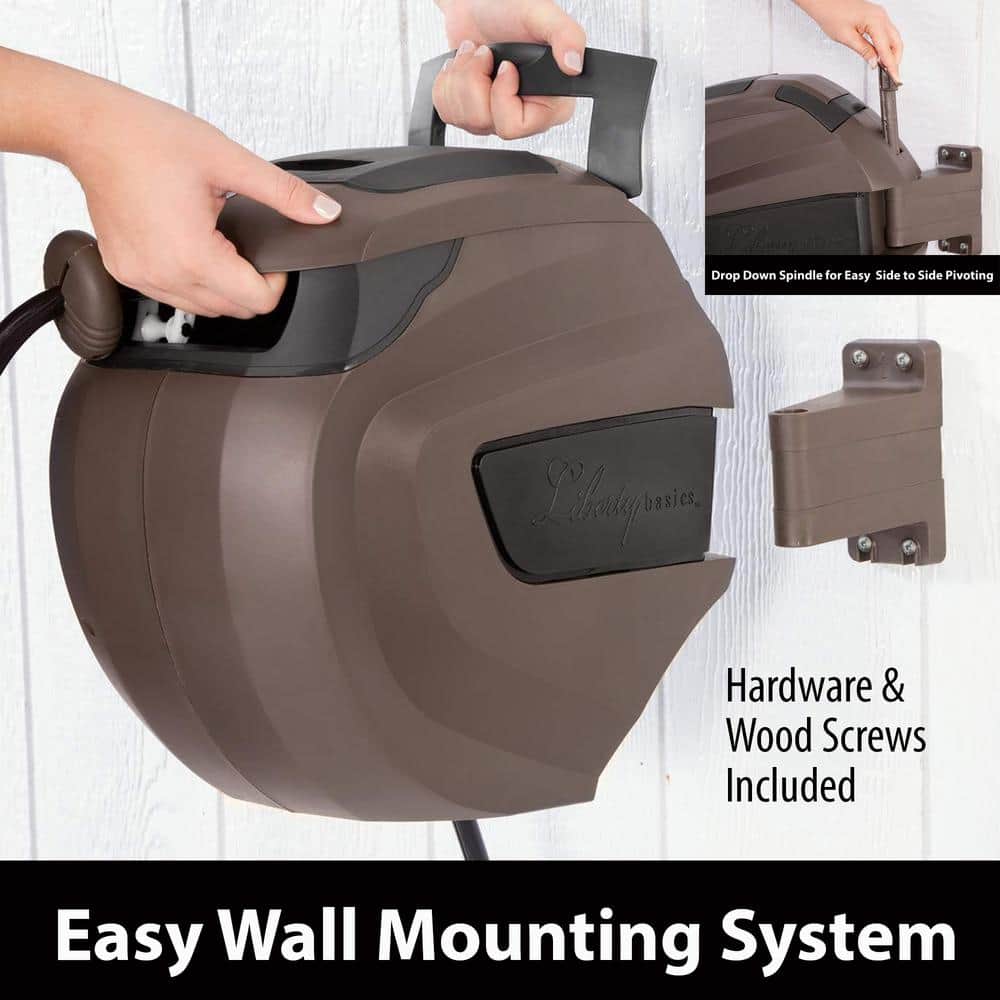 Brown Molded Plastic Wall Mounted Retractable Hose Reel