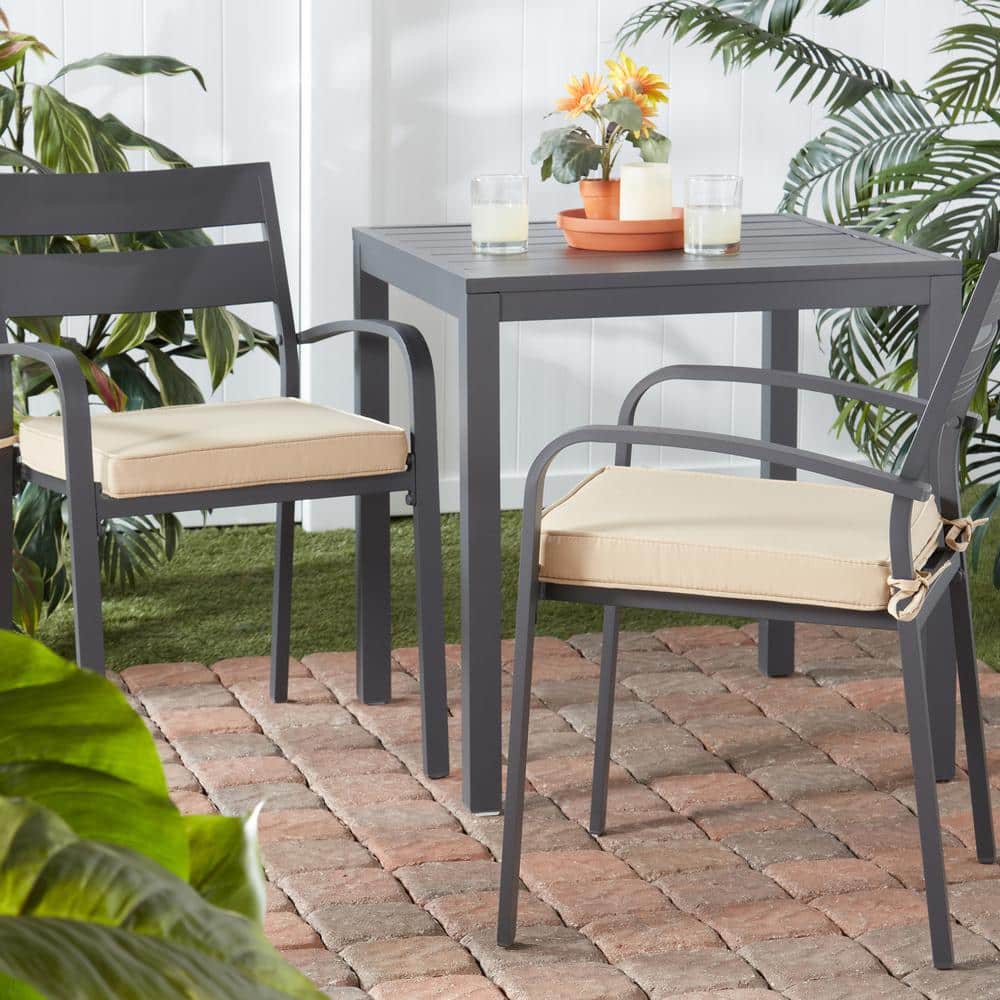 Stone Square 18" Outdoor Chair Pad Set with UV-Resistant Fabric