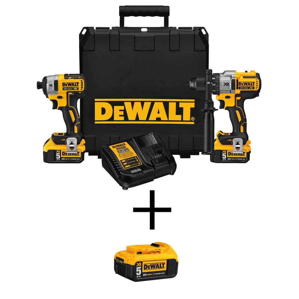 DEWALT 20V MAX XR Lithium-Ion Cordless Brushless Hammer Drill/Impact Tool Combo  Kit, (3) 20V 5.0Ah Batteries, and Charger DCK299P2W205 The Home Depot