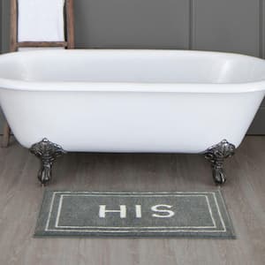 His 20 in. x 34 in. Pewter Gray Polyester Machine Washable Bath Mat