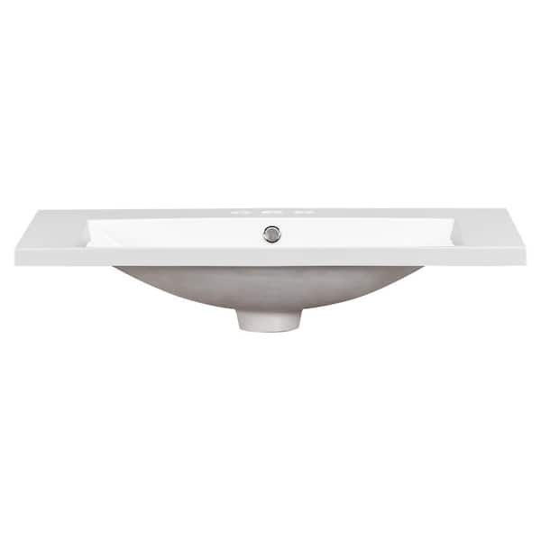 Unbranded 30 in. Undermount Rectangular Bathroom Vanity Sink Top in White