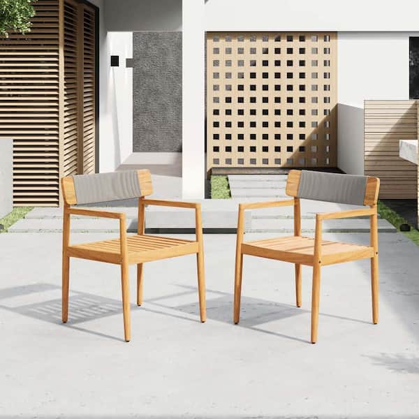 Outdoor Dining Chair (Set of 2), Outdoor Acacia Wood Dining Chair