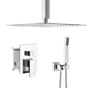 ACA Single-Handle 2-Spray Patterns Square Shower Faucet with 1.8 GPM 10 in. in Ceiling Mount in Chrome