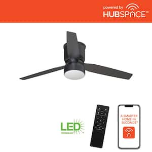 Ossa 52 in. Integrated LED Indoor Matte Black Smart Ceiling Fan with Remote Control and CCT Powered by Hubspace