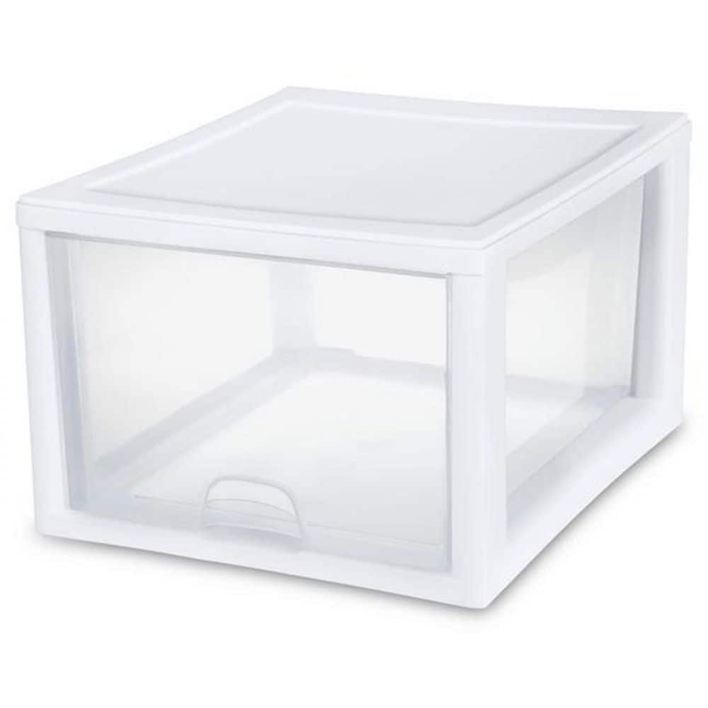 Sterilite Plastic 27 Quart Stacking Drawer  White  Adult  Set of 4