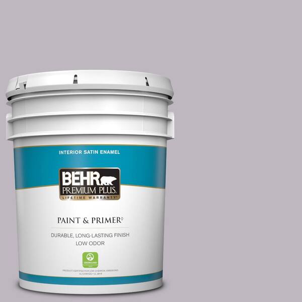 BEHR PREMIUM PLUS 5 gal. #PPU16-09 Aster Satin Enamel Low Odor Interior Paint & Primer