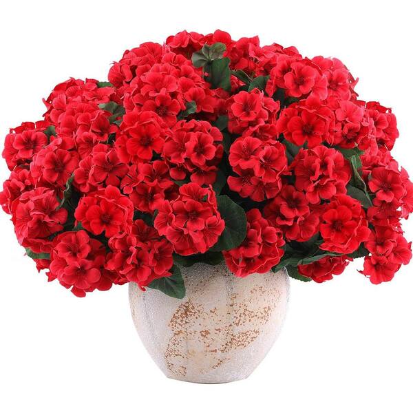 Afoxsos 4 in. H Bundles Artificial Geranium Flowers UV Resistant
