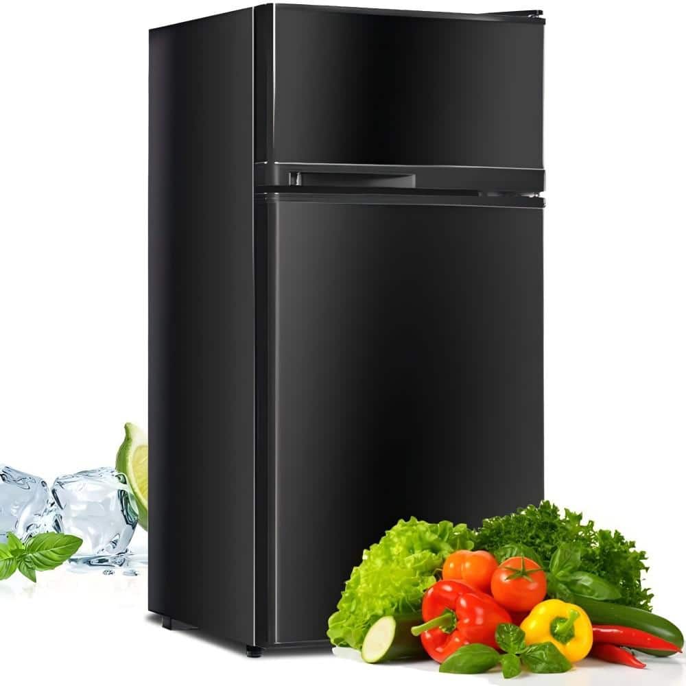 3.4 cu. ft. 2-Door Compact Mini Refrigerator in Black with Freezer