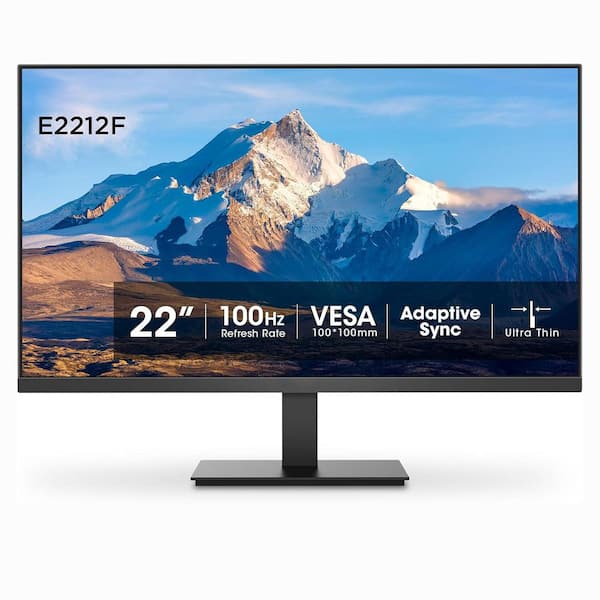 22 in. Full HD 1080P PC Gaming Monitor VA Panel Ultra-Slim Display 100Hz Adaptive Sync HDMI VGA VESA Black