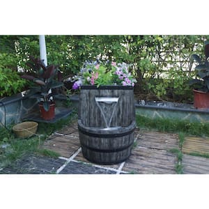 Whiskey Barrel Cascade Planter with Cool White LED
