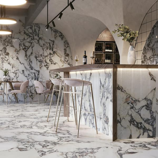 Signet Vibe Arabescato White 23.62 in. x 47.24 in. Textured Marble Look Matte Porcelain Wall Tile (15.49 sq. ft./Case)