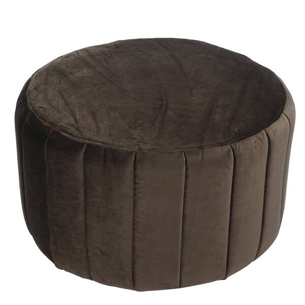 FurnitureR Living Room Pumpkin Ottoman Velvet Gray