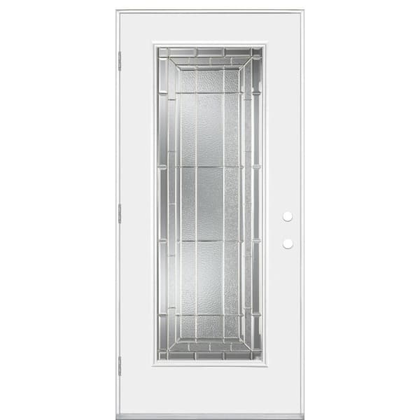 Masonite 36 in. x 80 in. Sequence Full Lite Right-Hand Outswing Primed Impact Steel Prehung Front Exterior Door No Brickmold