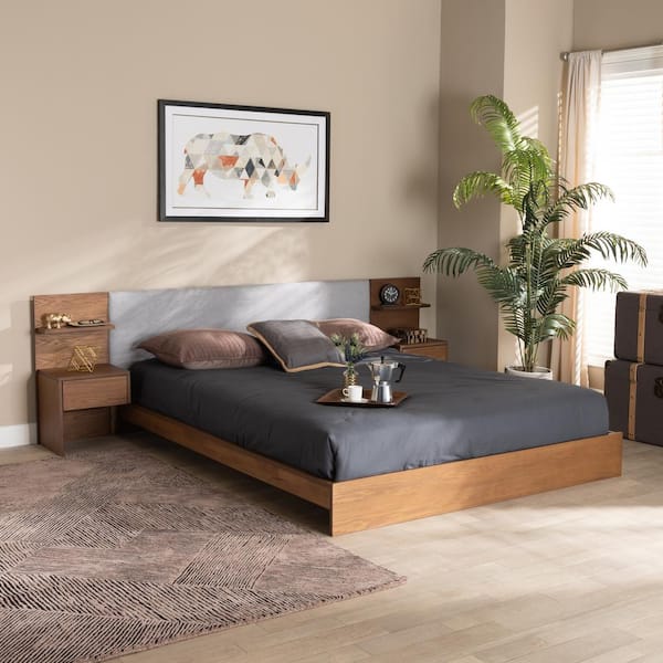 Modern platform deals bed with nightstands