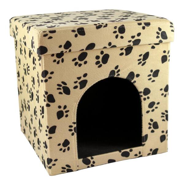 Love2Pet Foldable and Portable Camel Cat Paw Palace with Black Paw Prints