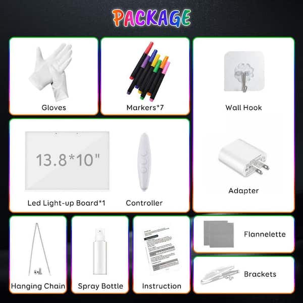 13.8 in. X10 in. LED Note Board with 7 Colors and 4 Light Modes