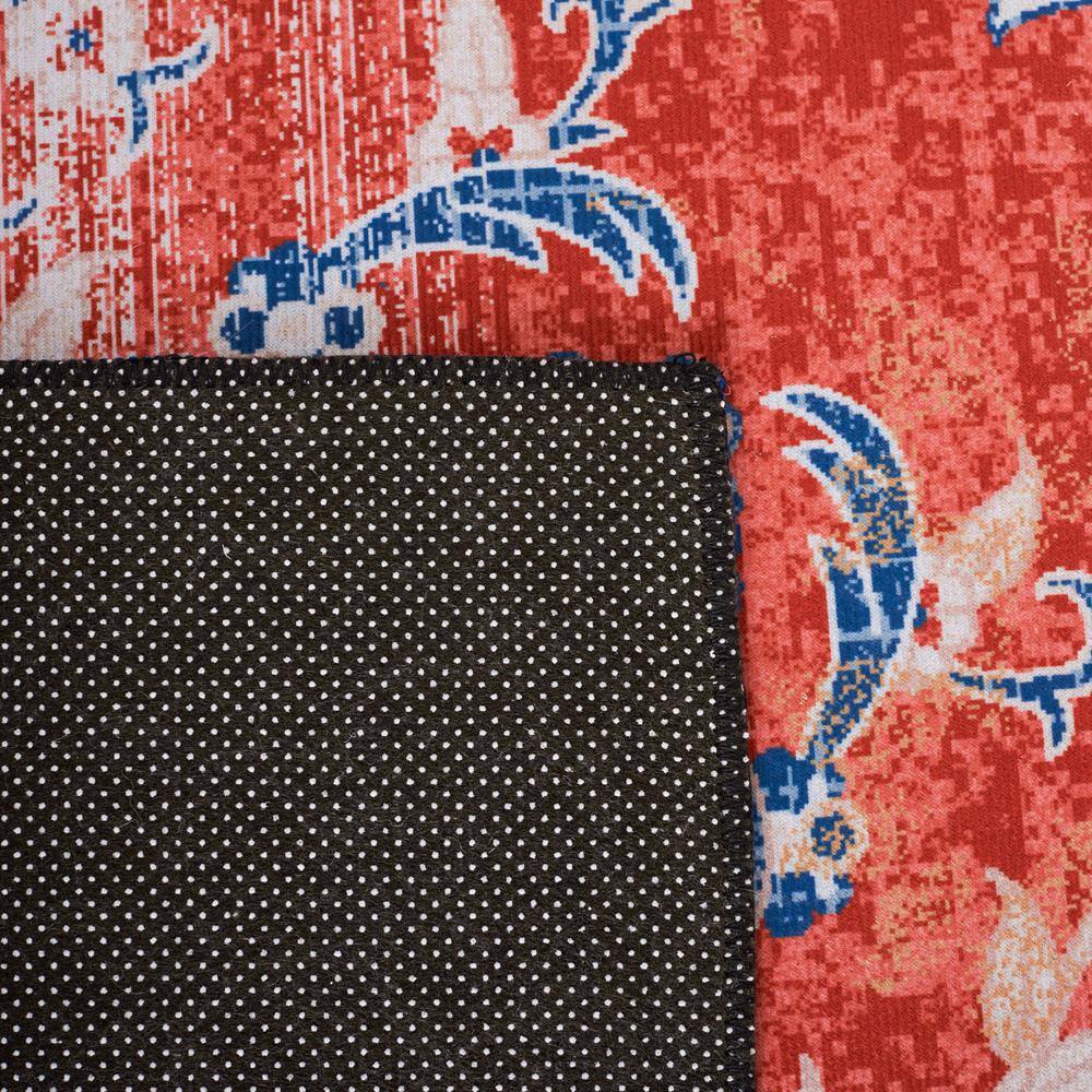 Tucson Contemporary 6' Square Blue Synthetic Washable Rug