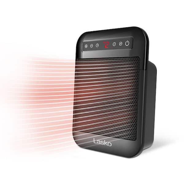 MyHeat Max 1500-Watt 9.3 in. Black Electric Tabletop Personal Ceramic Space Heater with Thermostat Timer & Auto Shut-Off