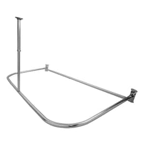 Rustproof 60 in. Large Size by 25 in. Aluminum D-Shape Shower Rod in Chrome