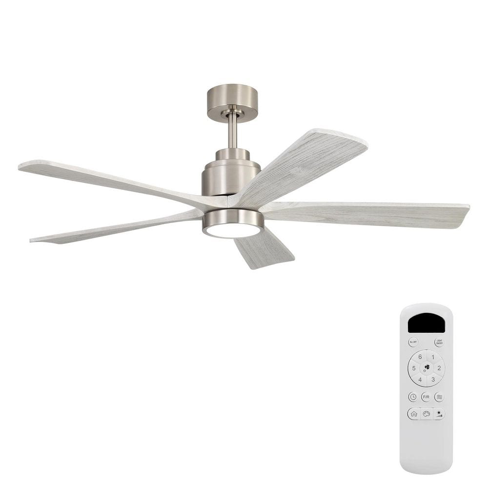 52 in. LED Indoor Brushed Nickel Ceiling Fan with Light Kit, Remote, Downrod price history on PriceWatchPro