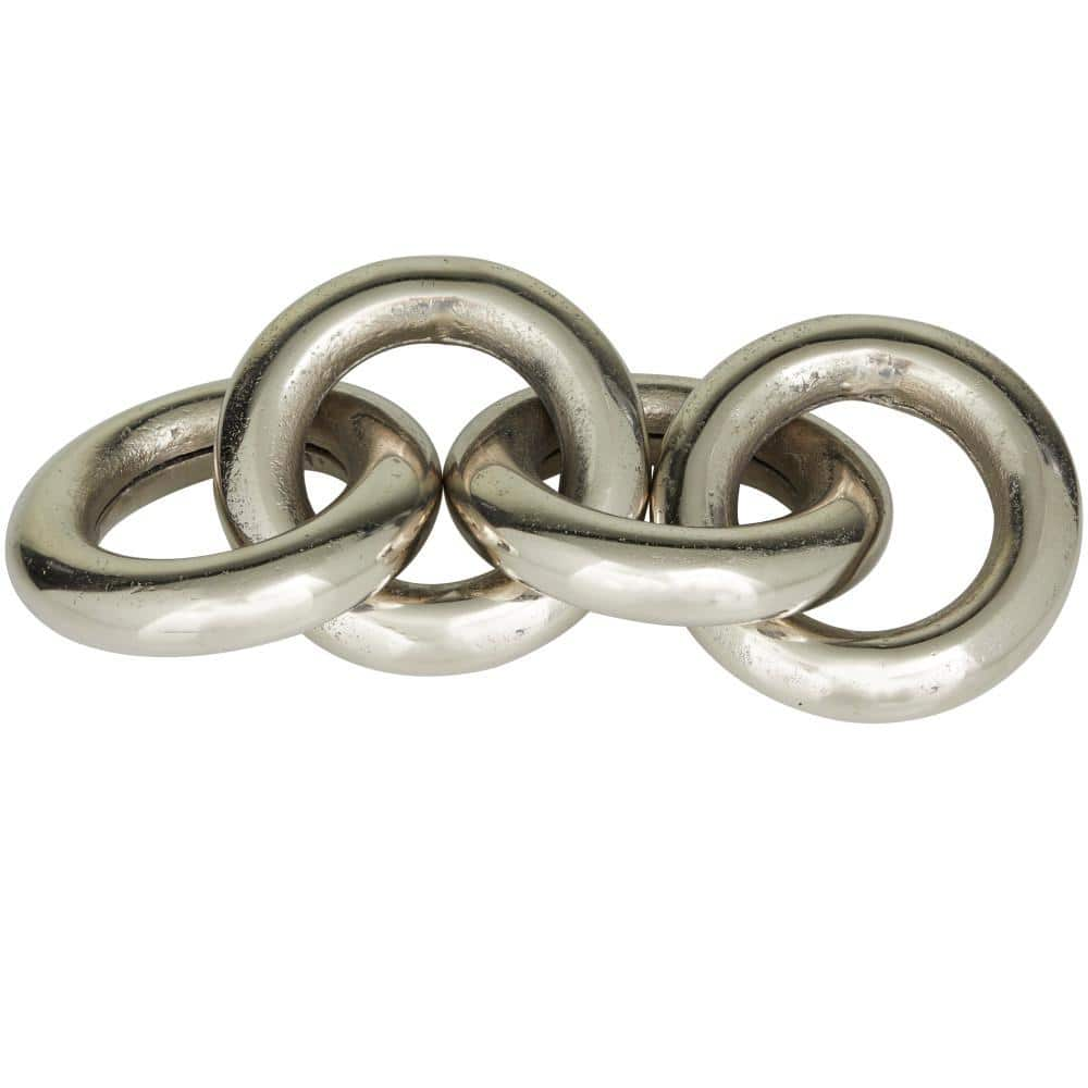 Litton Lane 6 in. x 3 in. Silver Aluminum Chain Sculpture