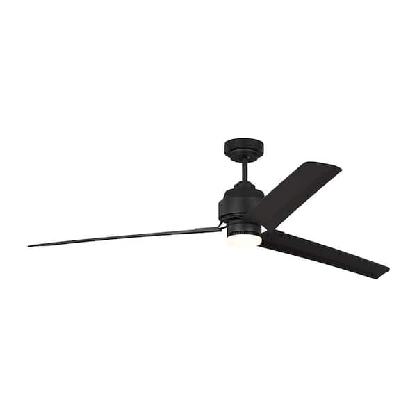 Arcade 68 in. Modern Industrial Indoor Matte Black Ceiling Fan with Matte Black Blades, DC Motor and Remote Control