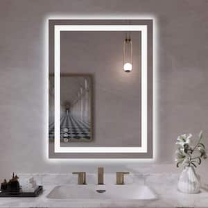32 in. W x 24 in. H Rectangular Frameless Super Bright Dimmable Anti-Fog Wall LED Bathroom Vanity Mirror in Silver