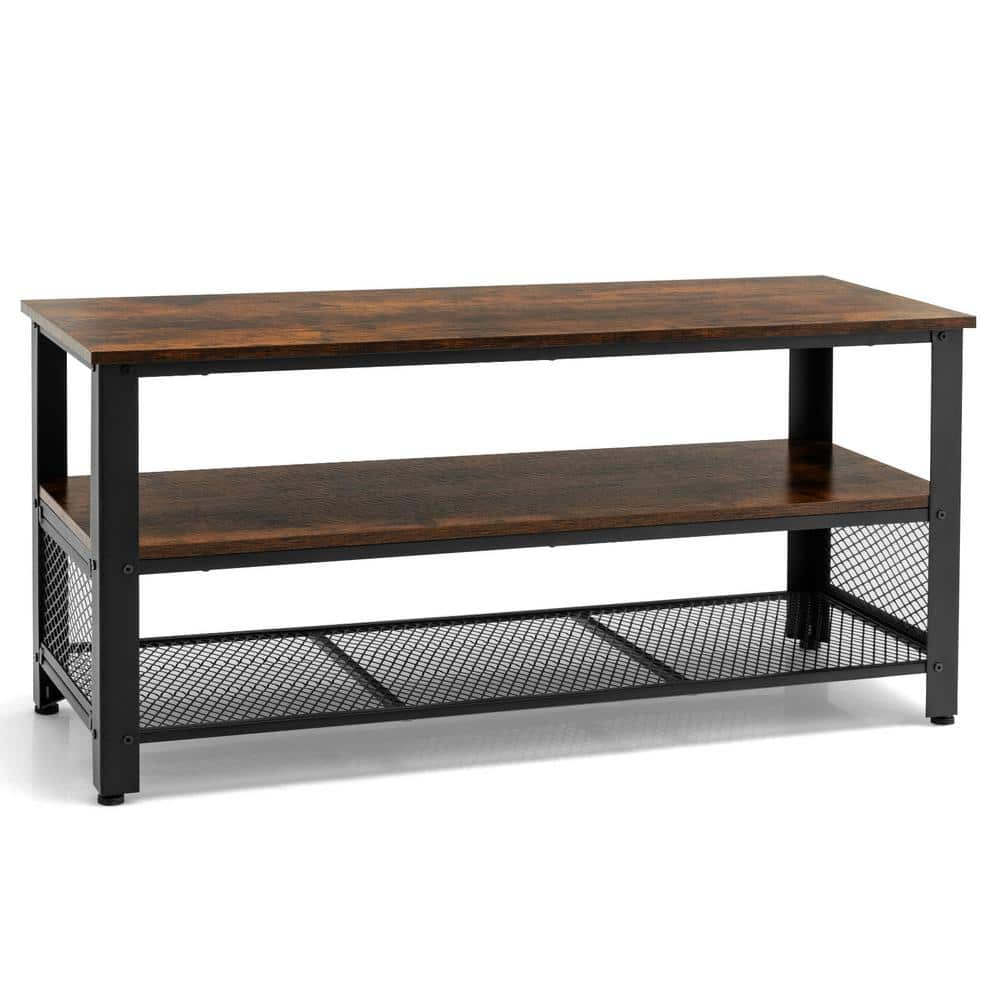 【BGO】新品 EGS SHELF ウォールナット EDGE STAND Gymax 3-Tier Industrial TV Stand Entertainment Media Center