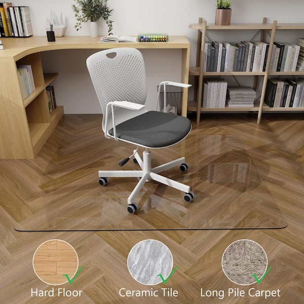 46 in. x 55 in. Clear Rectangle Glass Chair Mat Floor Mat