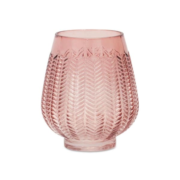 HomeRoots 6 in. Pink Glass Round Decorative Vase