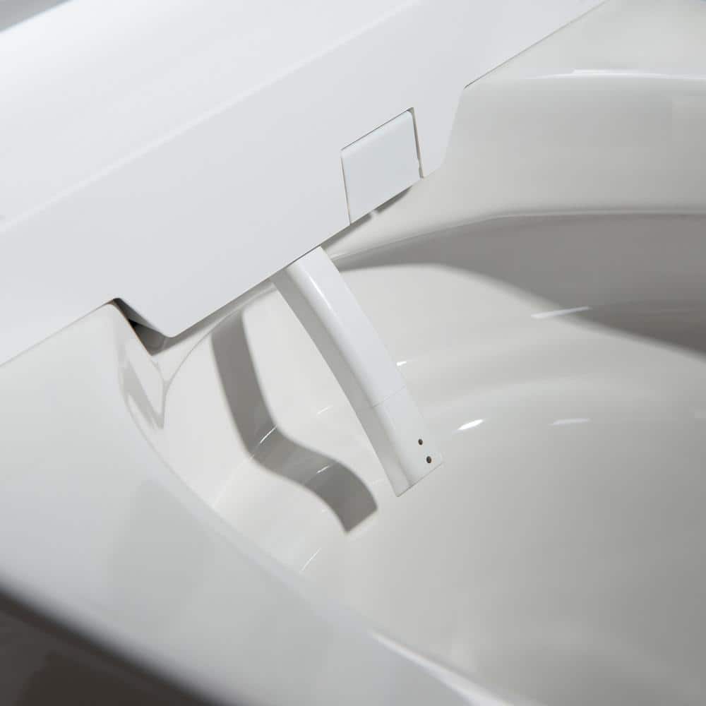 White Elongated One-Piece Smart Bidet Toilet with Dual Flush