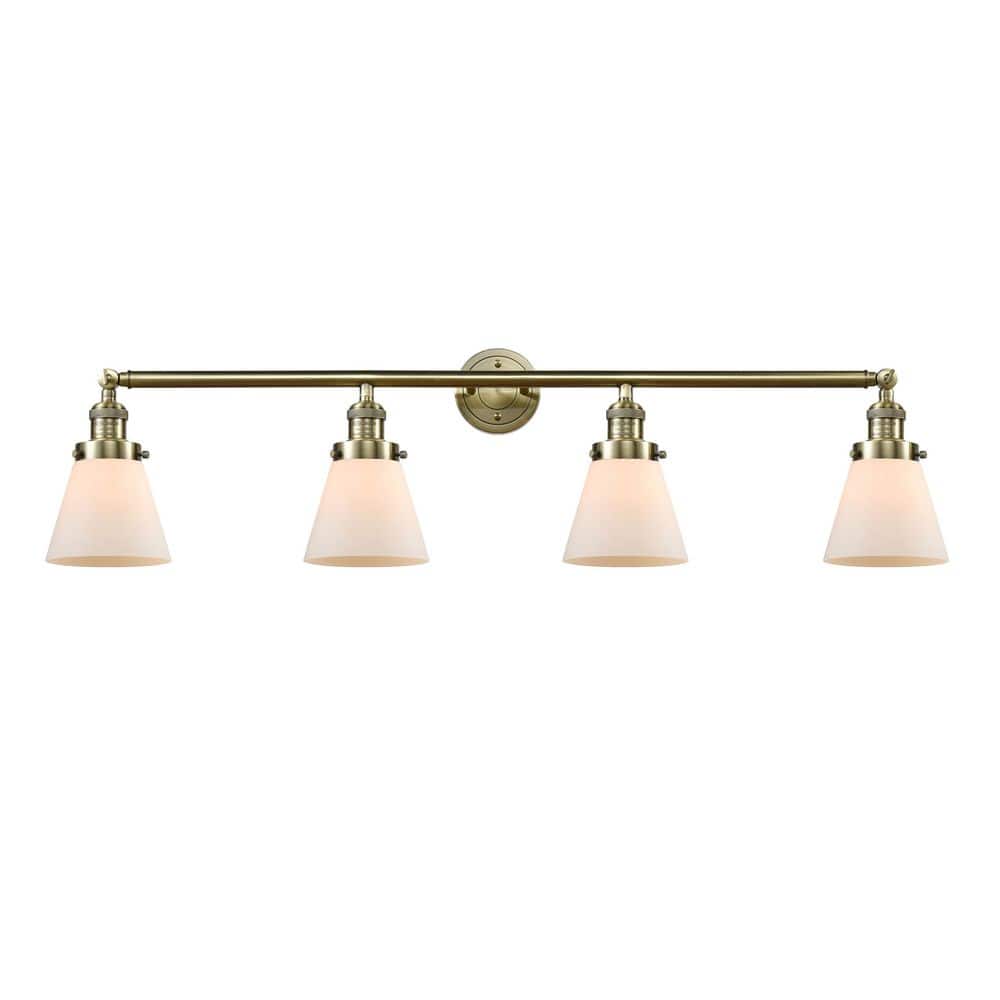 Cone 42.25 in. 4-Light Antique Brass Vanity Light with Glass Shade price history on PriceWatchPro