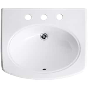 Pinoir Wall-Mount Vitreous China Bathroom Sink in White with Overflow Drain