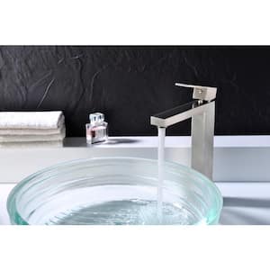 Enti Series Single Hole Single-Handle Vessel Bathroom Faucet in Brushed Nickel