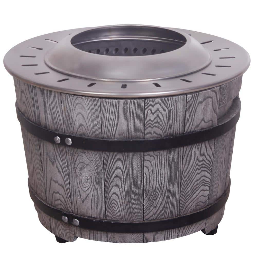 UPLAND 20.5 in. W x 15 in. H Round Outdoor Fireplace Smokeless Fire Pit Stainless Steel Top and