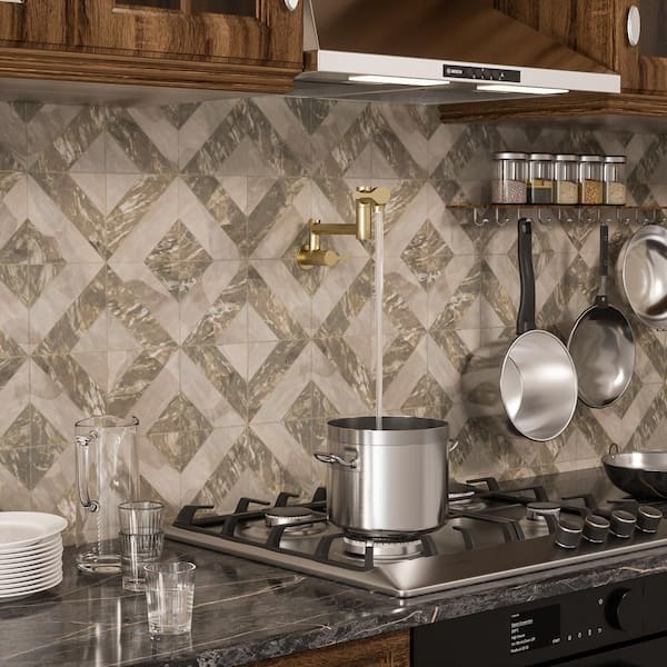 Modern 20 in. Wall Mounted Pot Filler in Brushed Gold