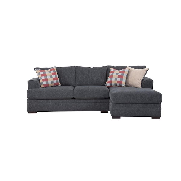 American Furniture Classics Performance Charcoal 97 in. Flared Arm 2-piece  Polyester L Shape Sectional Sofa in. Dark Grey with Three Throw Pillows  A39V5 - The Home Depot