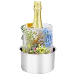 Ice Mold Wine Bottle Chiller 7.76in. 7qt. Clear Transparent Drinkware Ice Bucket with Design