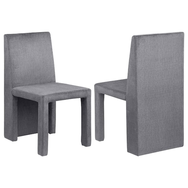 Benjara Orde Gray Velvet Solid Back Dining Side Chair (Set of 2)