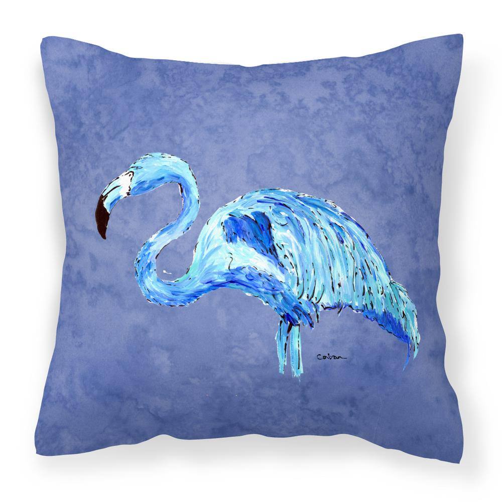 14 in. x 14 in. Multi-Color Lumbar Outdoor Throw Pillow Flamingo on Slate Blue Canvas price history on PriceWatchPro