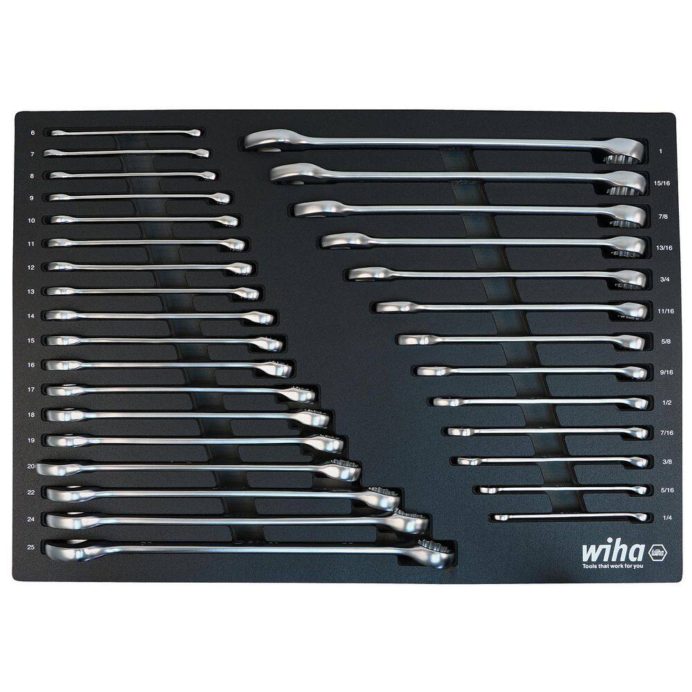 Wiha Piece Combination Wrench Tray Set Sae And Metric The