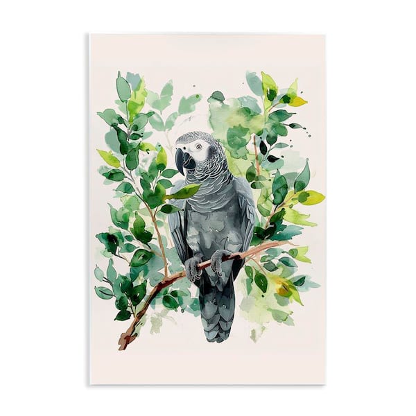 Stupell Industries Tropical Perched Parrot by LSR Design Studio Unframed Animal Graphic Art Print 19 in. x 13 in.