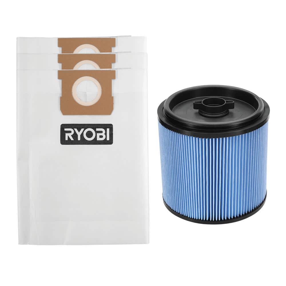 RYOBI Large Dust Collection Bags for 40V 10 Gal Wet/Dry Vacuum (3-Pack) with HEPA Filter for Large Capacity Vacuums