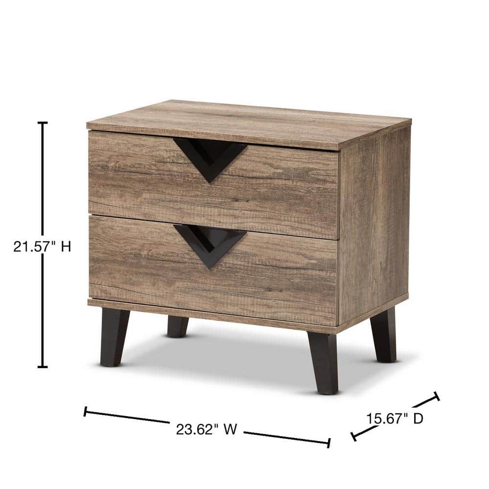 Swanson Light Brown Oak 2-Drawer Nightstand